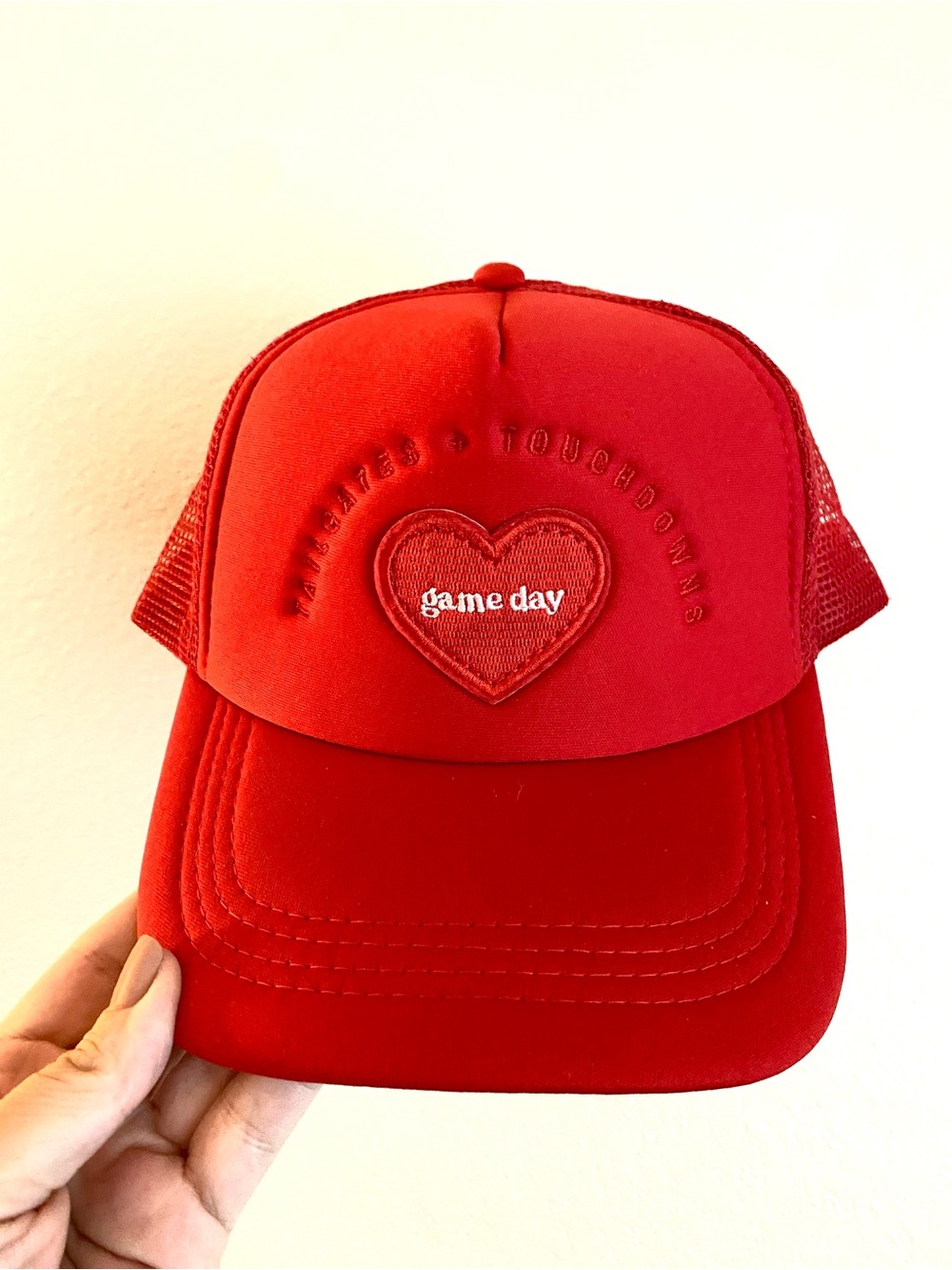 GAME DAY trucker hat by THE DARLING EFFECT in red